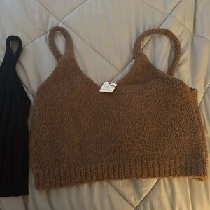 Fashion Nova Fuzzy Brown Crop Top